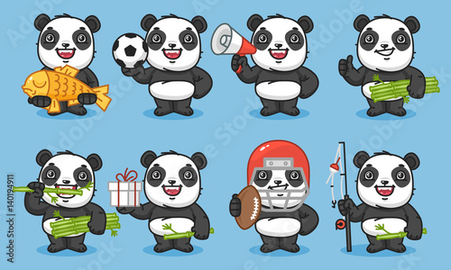Fototapeta Naklejka Na Ścianę i Meble -  Panda Set Characters Part 2