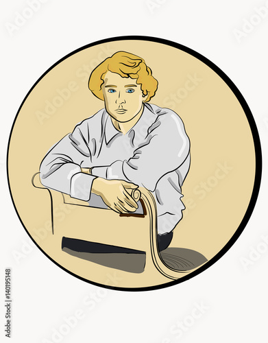 Poet Sergei Aleksandrovich Yesenin,1914 eps 8 illustration