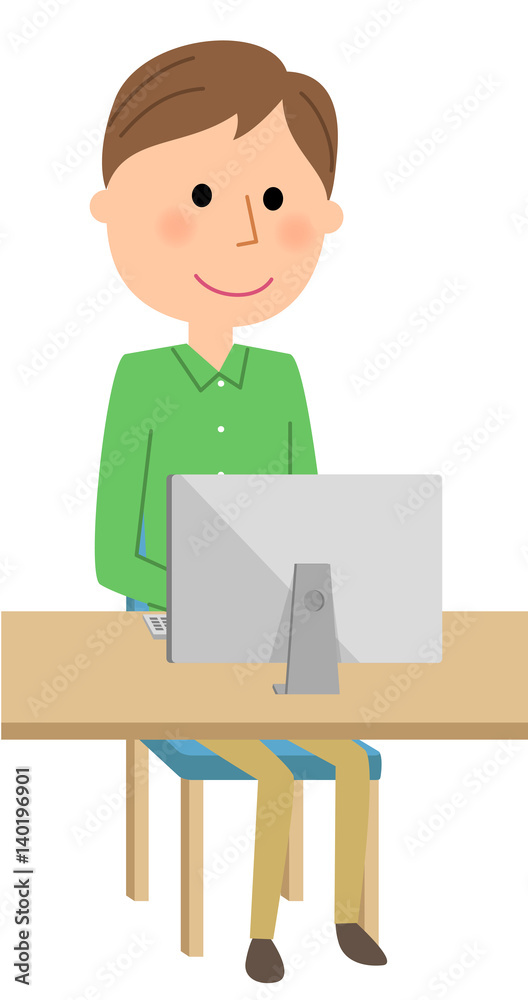 若い男性 PC 若い男性 PC