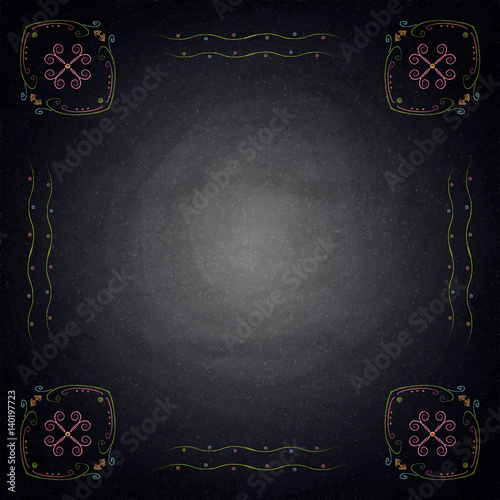 Chalkboard background with ornate elements