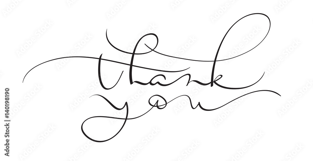 thank you vector text on white background. Calligraphy lettering ...