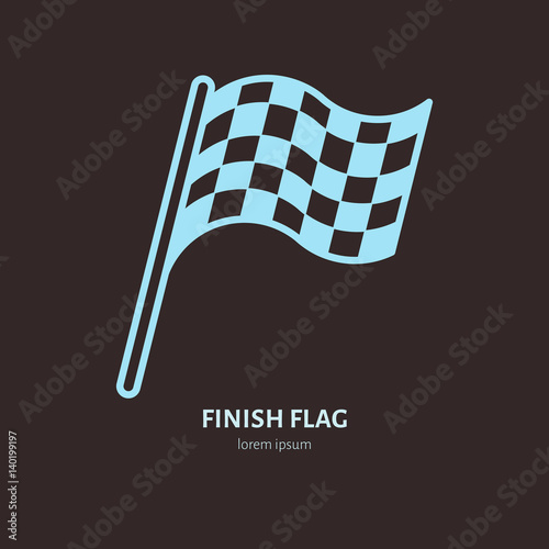 Checkered flags vector line icon. Speed automobile, racing car logo, driving lessons sign. Auto championship illustration.