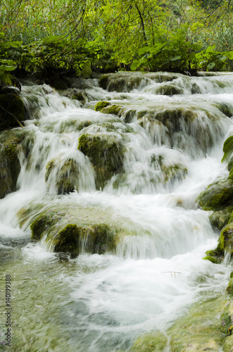 water stream landscape at plitvice lake national park unesco heritage site, plitvice, croatia.