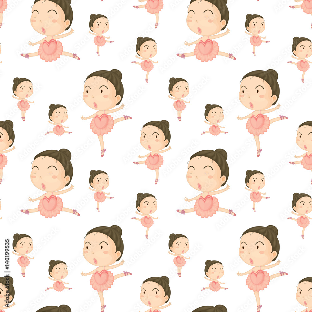 Seamless background template with girl doing ballet Seamless background template with girl doing ballet