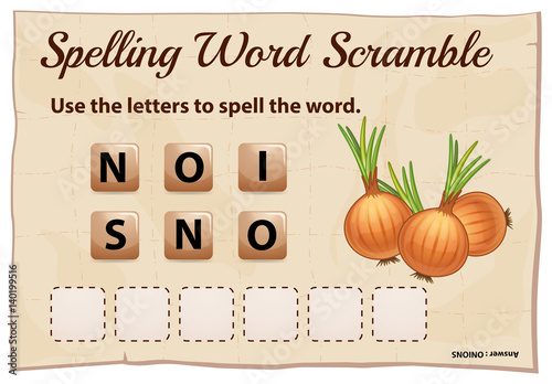 Spelling word scramble game with word onions