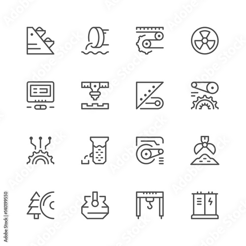 Set line icons of industry