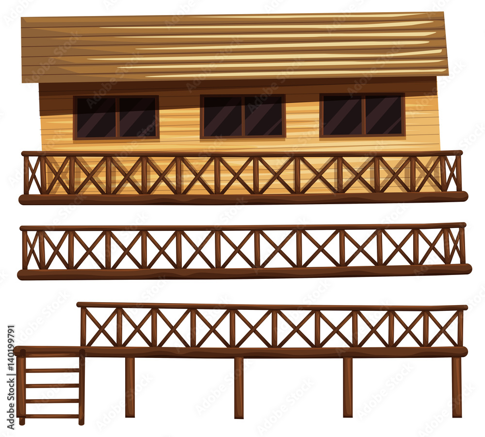 Wooden house and fences Wooden house and fences
