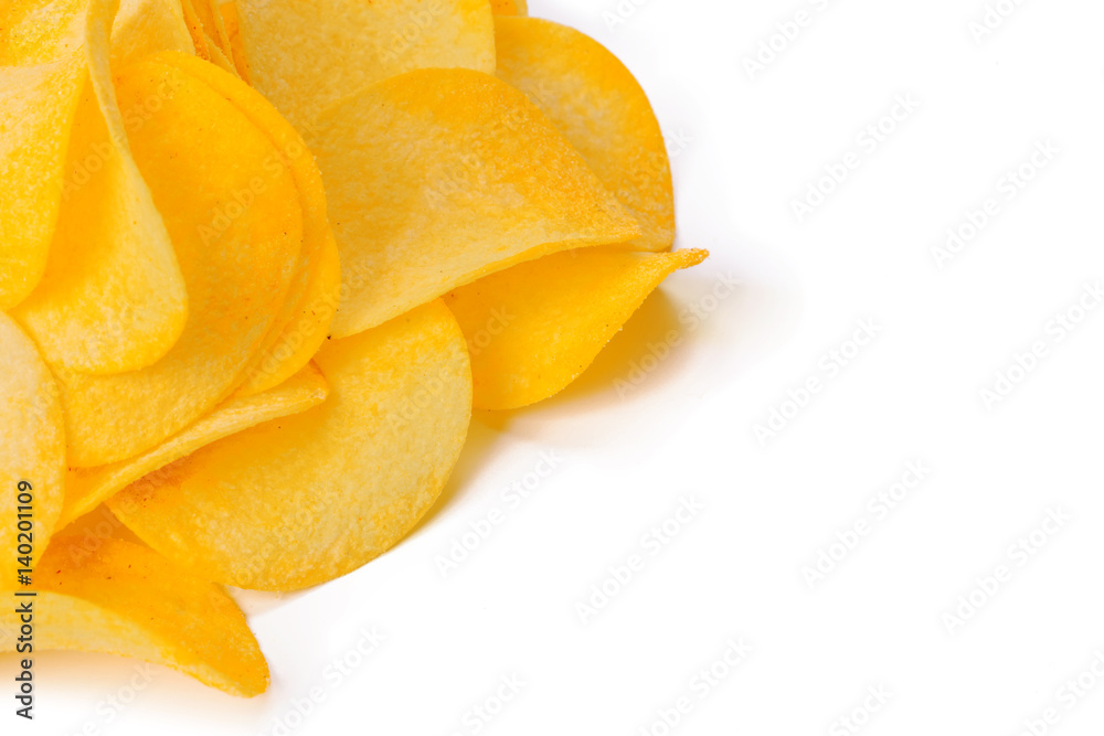 potato chips isolated on white background potato chips isolated on white background