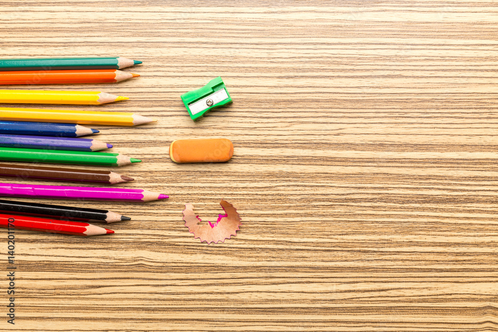 Obraz premium School supplies on wooden background