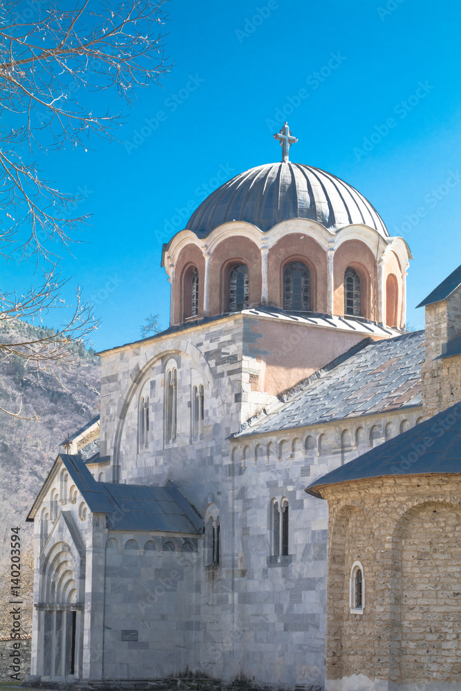 12th-century Serbian Orthodox monastery Studenica (serbian: Manastir Studenica ) in spring, Serbia, Unesco world heritage site.