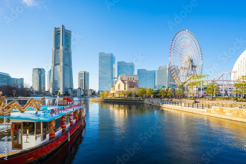 View of Yokohama skyline in Japan photo