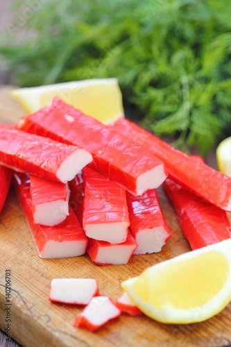 Crab sticks prepared for eating