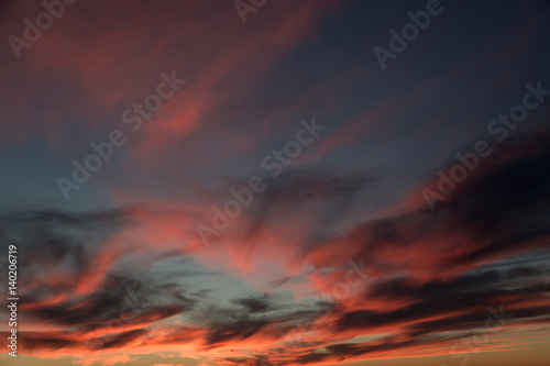 Fototapeta Naklejka Na Ścianę i Meble -  Beautiful red sunset over the field and forest