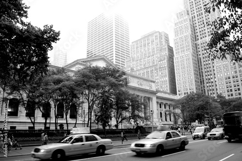 Public library New York in black and white photo