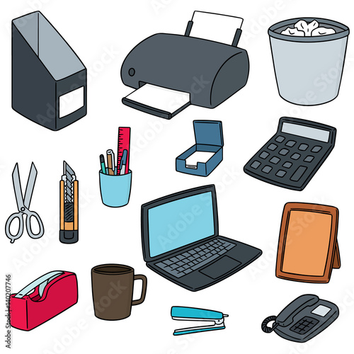 vector set of office accessories