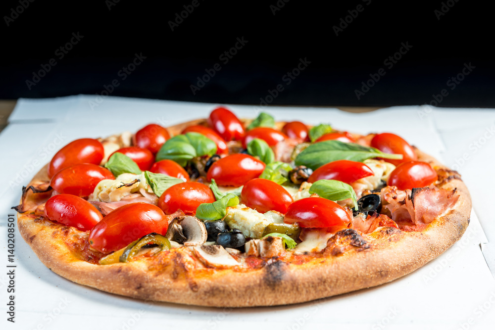 tasty pizza on a the table tasty pizza on a the table