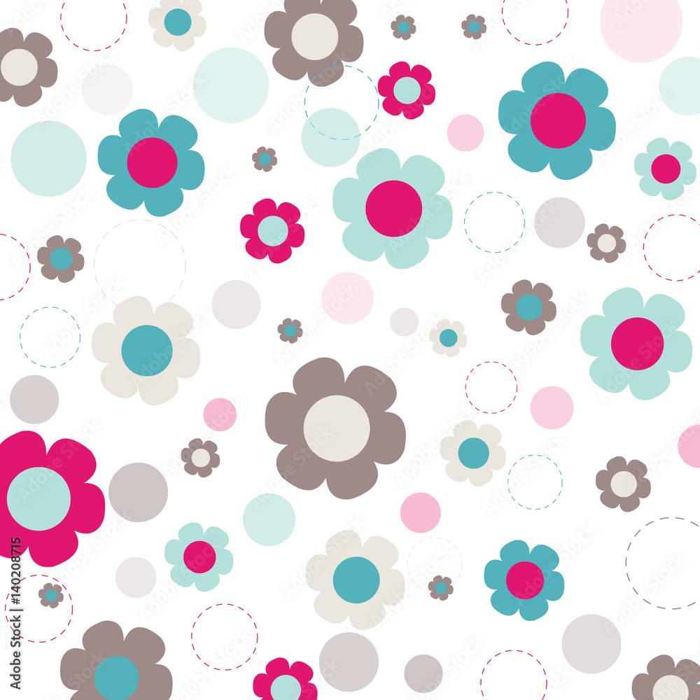 Vector background with color stripes and flowers