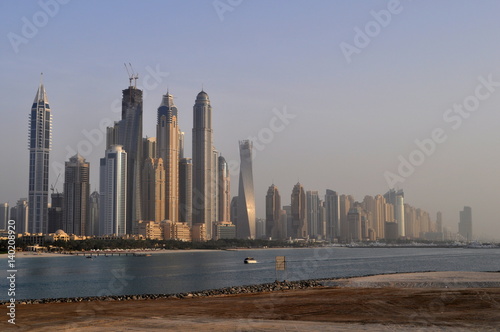Panorama of modern skyscrapers in Dubai city Dubai United Arab Emirates
