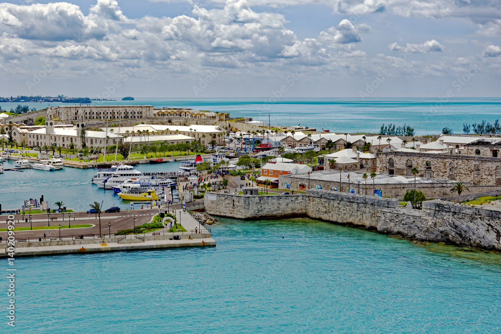 View of the old Royal Naval Dockyard on Ireland Island in Bermuda 