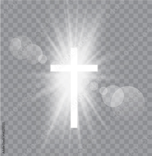 Religioush three  crosses with sun rays  transparent background