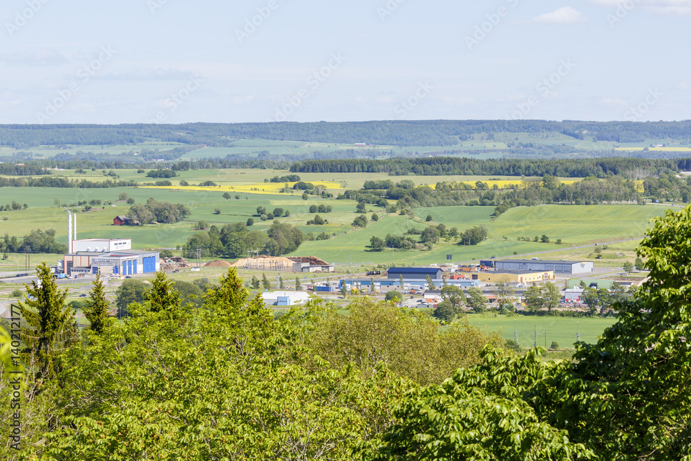 Industrial area in a rural landscape in Sweden Industrial area in a rural landscape in Sweden