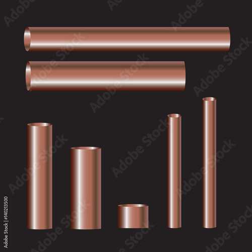 Copper pipes and hollow tons. Copper pipes vector