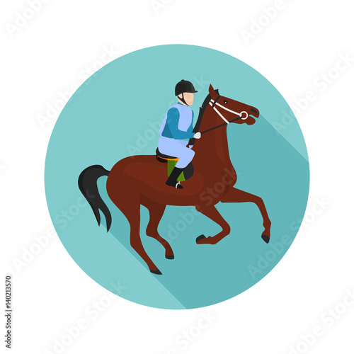 Jockey on horseback color flat icon for web and mobile design © LynxVector