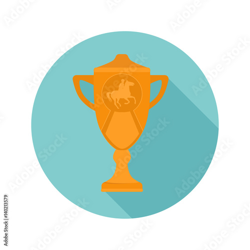 Cup of the champion in horse racing color flat icon for web and mobile design