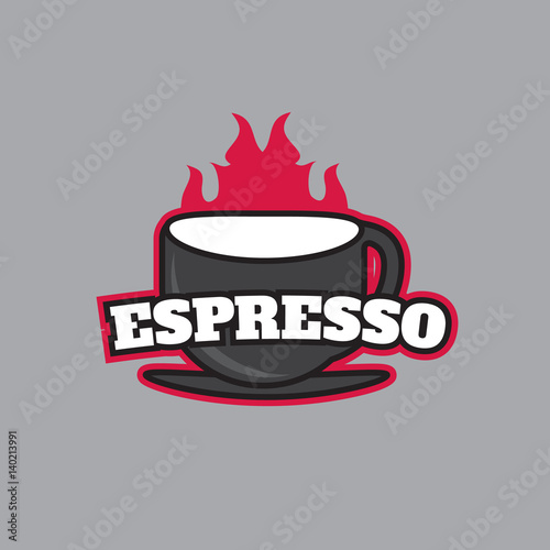 Vintage coffee vector label and logo. Cappuccino and espresso logo