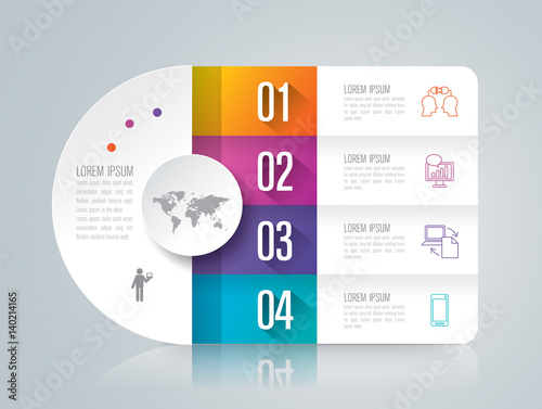 Infographics design vector and business icons with 4 options.