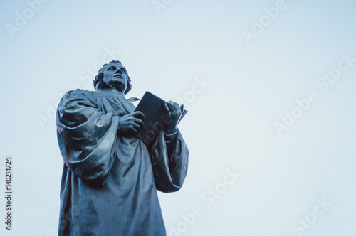 Martin Luther Statue auf dem Anger, Erfurt, Froschperspektive photo