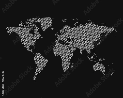 Isolated black color worldmap of lines background, earth vector illustration