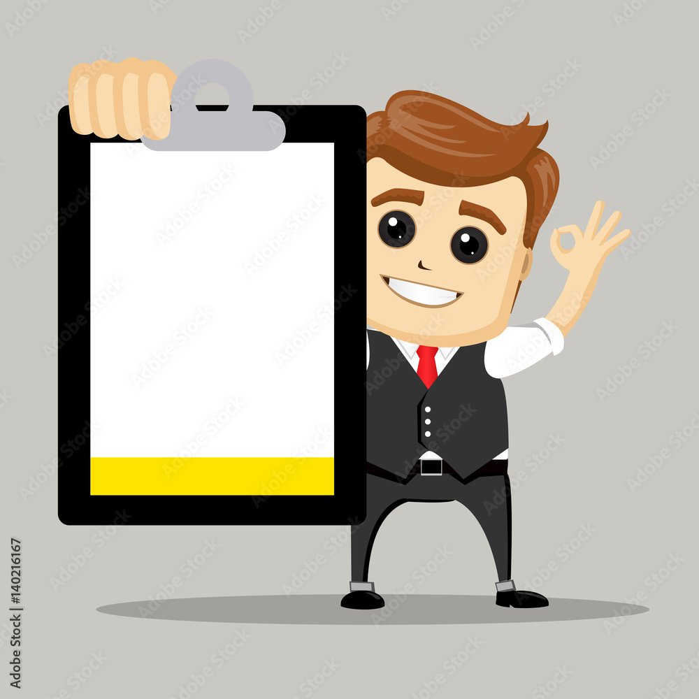 Vector illustration. Businessman shows OK. Happy business man. Vector illustration. Businessman shows OK. Happy business man.
