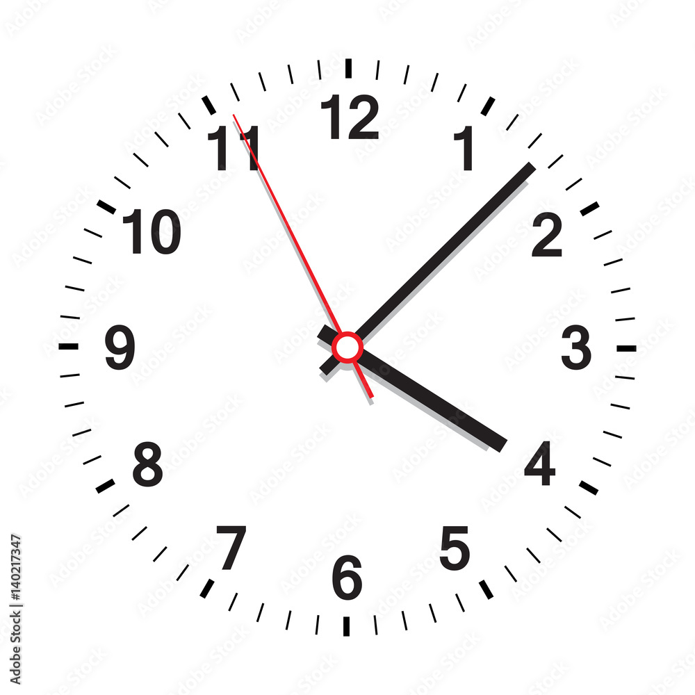 Clock icon vector illustration. Office clock on white background. Clock icon vector illustration. Office clock on white background.