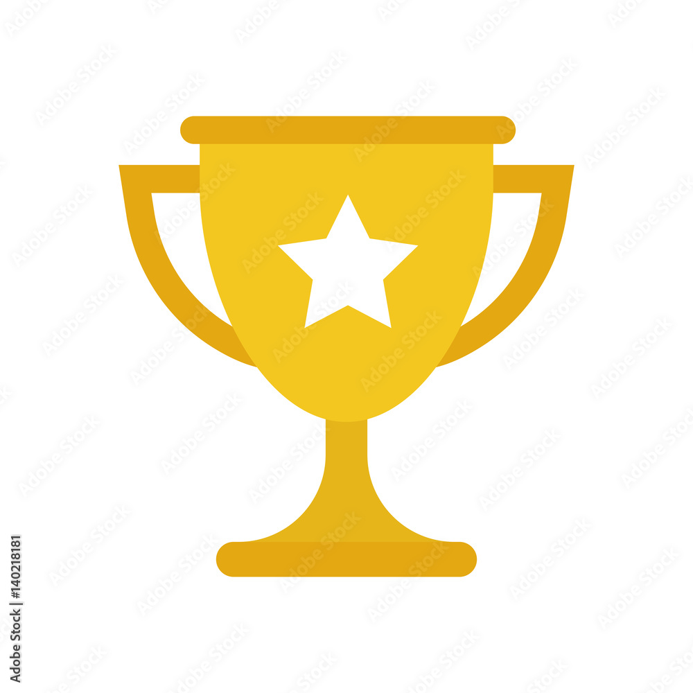 Trophy cup flat vector icon. Simple winner symbol. Gold illustration isolated on white background. Trophy cup flat vector icon. Simple winner symbol. Gold illustration isolated on white background.