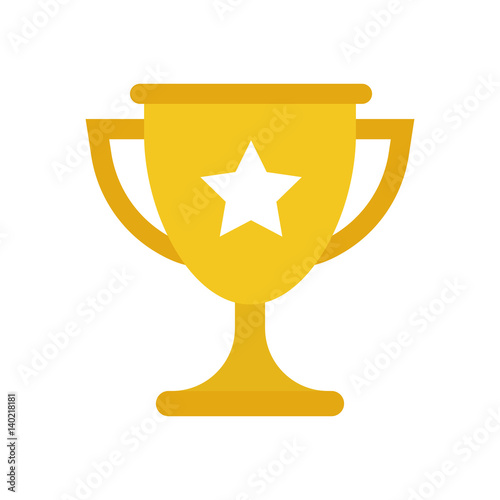 Trophy cup flat vector icon. Simple winner symbol. Gold illustration isolated on white background.