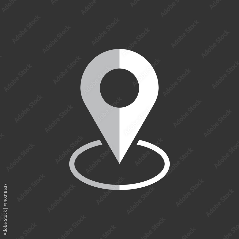 Pin icon vector. Location sign in flat style isolated on black background. Navigation map, gps concept. Pin icon vector. Location sign in flat style isolated on black background. Navigation map, gps concept.