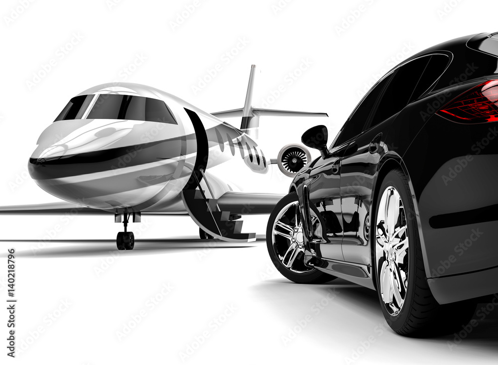 Private jet with a Luxury Car / 