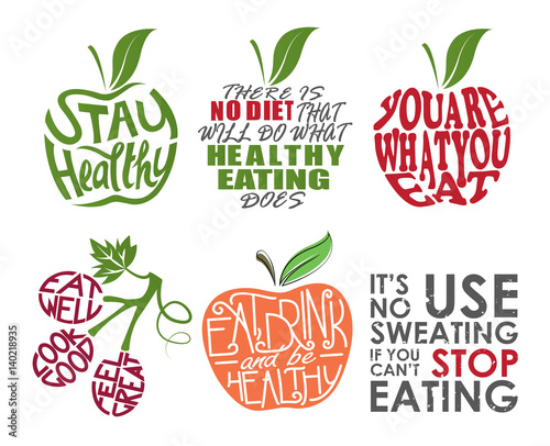 Set of health related messages in various shapes 