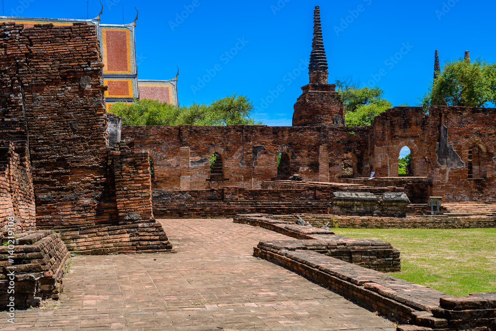 Fototapeta premium Ancient Pagoda in Wat Phrasisanpetch (Phra Si Sanphet). Ayutthaya historical city, Thailand