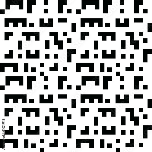 Black seamless background with simple geometric shapes similar to Tetris game