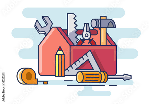 flat wooden toolbox