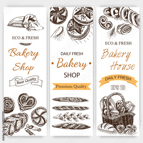 Vector illustration sketch - bakery. loaf, baguette, bread. French bakery. Vector illustration sketch - bakery. bread, loaf, baguette, buns, puffs, bagel.