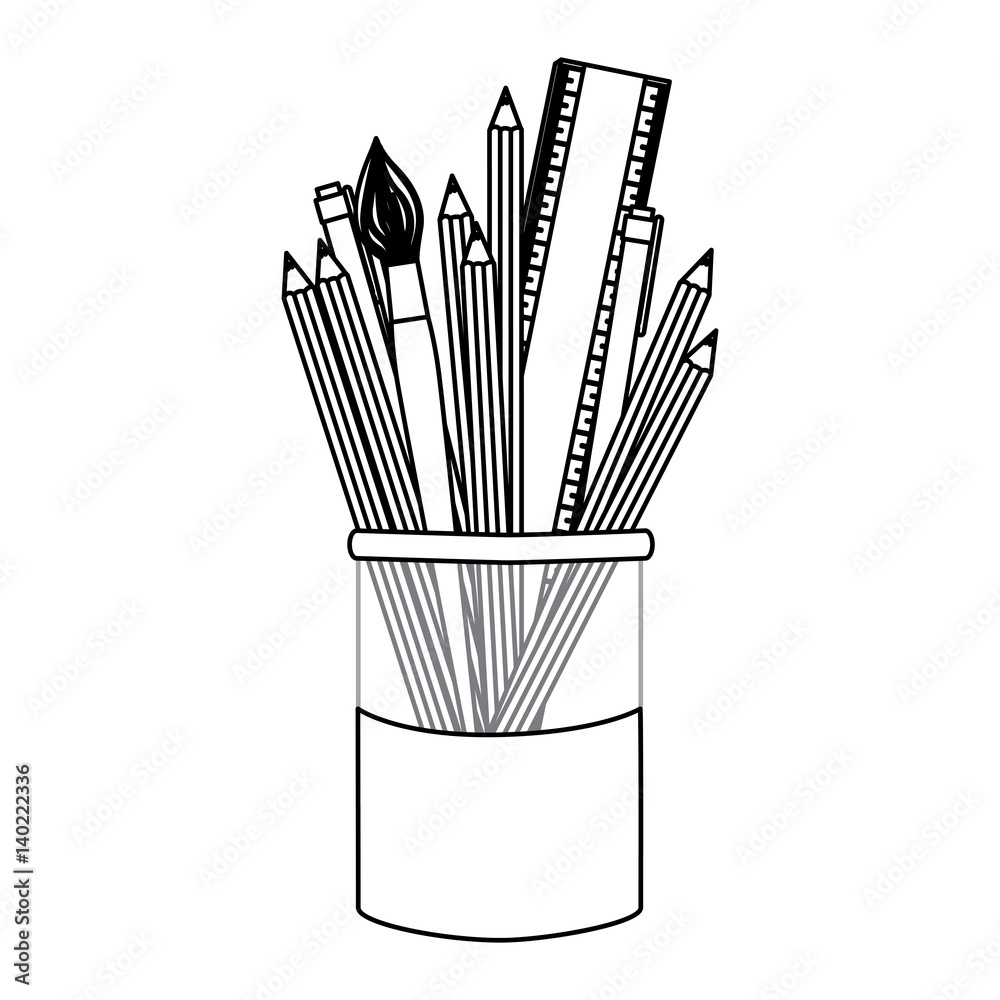 figure coloured pencils in jar icon, vector illustraction design image