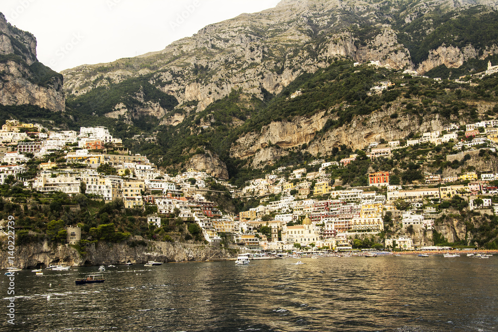 View of Positano, a beautiful village in the Italian coast