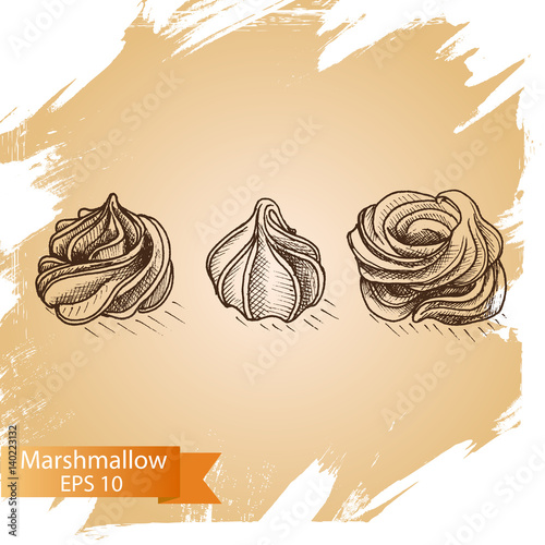 Vector illustration sketch marshmallow.