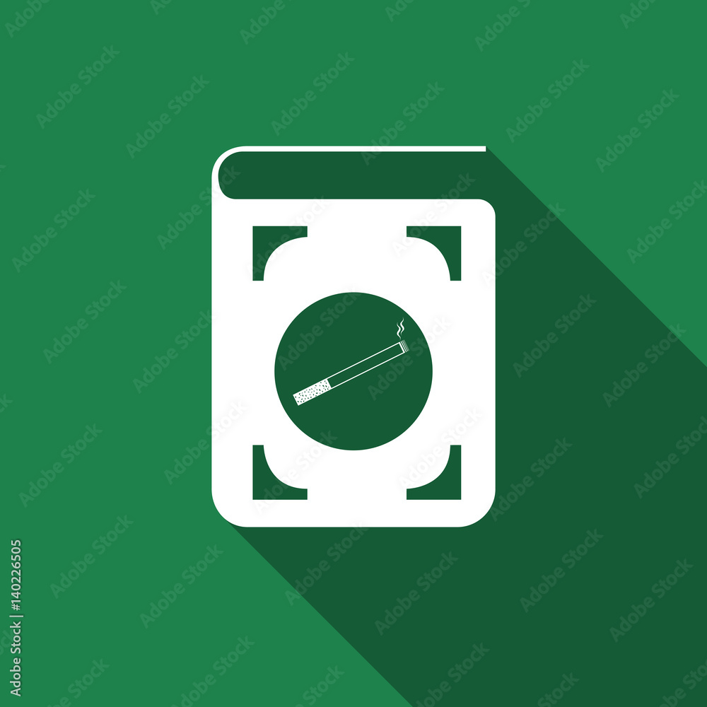 Book icon with cigarette flat icon with long shadow. Vector Illustration Book icon with cigarette flat icon with long shadow. Vector Illustration