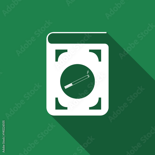 Book icon with cigarette flat icon with long shadow. Vector Illustration