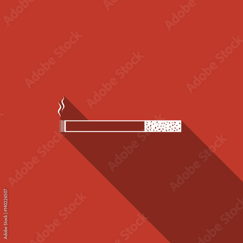 Cigarette icon. Tobacco sign. Smoking symbol flat icon with long shadow. Vector Illustration