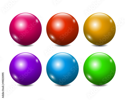 Vector Blank Colorful 3D Balls - peach, red, yellow, purple, blue, green